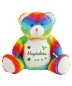 Preview: Stofftier Bär Regenbogen bestickt mit Namen